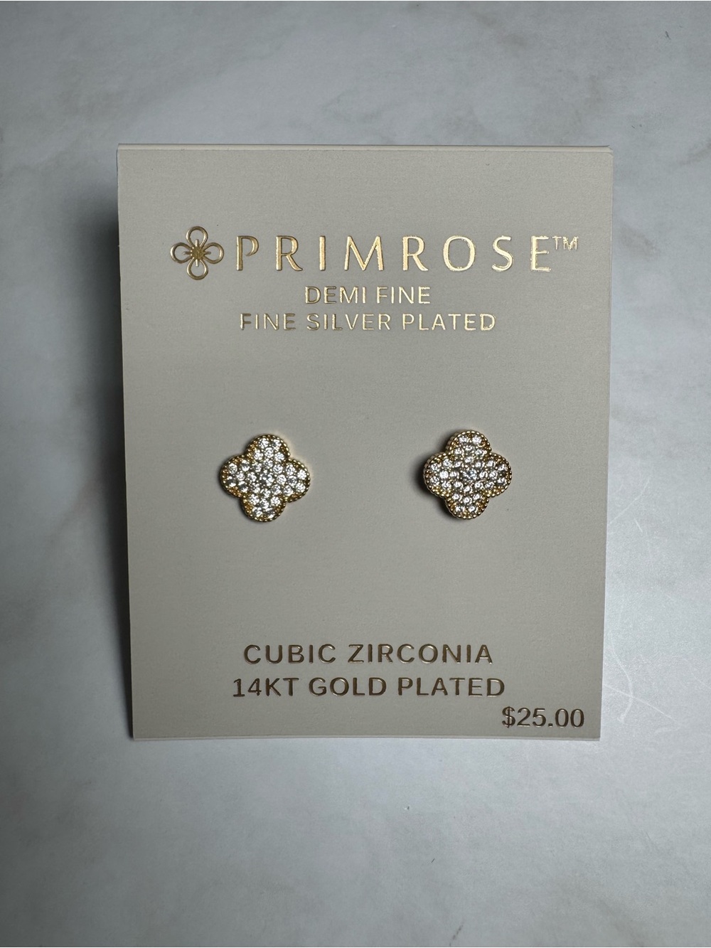 14KT Gold Clover Stud Earrings - Gold